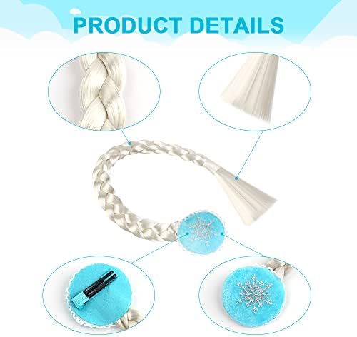 URAQT Elsa Dress Up Accessories Set, Include Elsa Crown Tiara, Fairy Wand, Gloves, Wig, and Earring, Elsa Princess Dress Up for Girls Party, Cosplay