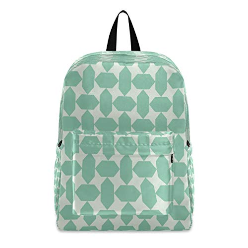 School Backpack Turquoise Vintage Geometrical Diamond College Shoulder Backpacks Bag Bookbag Lightweight