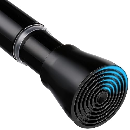 MEXAU Black Shower Curtain Rod 43 To 73 Inch Tension Shower Rod For Bathroom 7/8" Adjustable Spring Curtain Rod No Drilling Spring Curtain Rod Black Tension Curtain Rods for Windows Doorway Closet