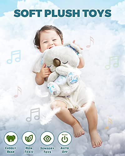 Auby Soothe 'n' Cuddle Koala,Kuscheltier mit Beruhigungsfunktion,Plüschspielzeug für Neugeborene 10 Schlaflieder, Lichter & rhythmische Atmung