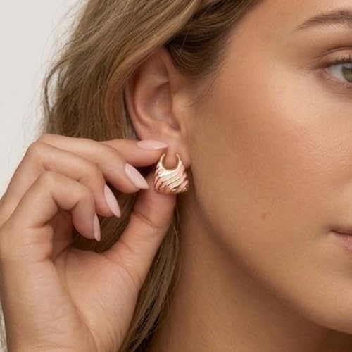 Image of Bottega-Inspired Chunky Korean Stylish Earrings | Big Party Statement Studs | Celebrity Fashion Jewellery | Gifts For Women and Girls