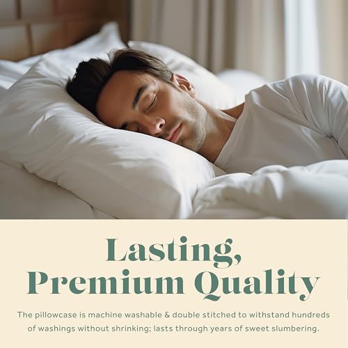 Image of ComfyDown Pillowcase for King Size Pillow - 2 Pack - Breathable, 100% Cotton, 400-Thread Count, Zipper Closure - Made in USA (King)