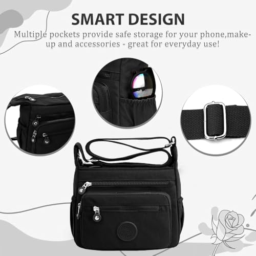 Image of PALAY Women Crossbody Bag Waterproof Nylon Multi-layer Crossbody Bag Casual Satchel Bag Shoulder Bag Messenger Bag Travel Crossbody Bag Day Pack