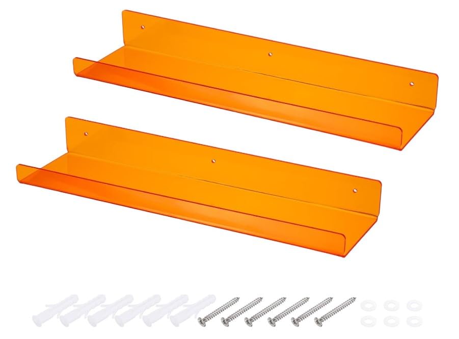Étagères murales design en acrylique orange aux finitions haut de gamme épurées