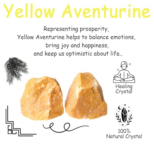 Image of 2Pcs Yellow Aventurine 1.8-2.2 inch Large Natural Raw Crystals Healing Crystal Yellow Aventurine Stones Rough Rocks for Wrapping Gifts Decoration Cabbing DIY Wicca Reiki Wire Polishing Rock