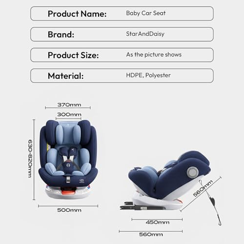 Image of StarAndDaisy Car Seat for Baby 0 to 12 Years /Baby Car Seat with ISOFIX / 360 Rotation / 5 Point Safety Belt / 3 Level Reclining / Multi Level Hight Adjustment / Convertible Baby Car Seat for Comfort & Safety - Blue