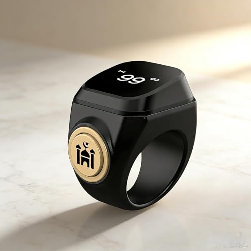 Smart Tasbih Zikr Ring,22mm Muslim Digital Azan Alarm Clock,APP Support Digital Counter Prayer Reminder Rings, Waterproo - Detailed View