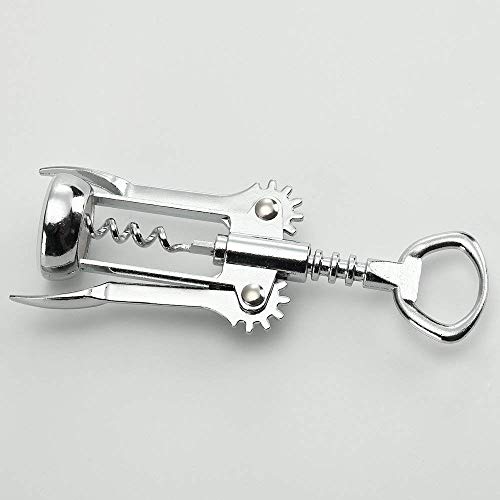 Image of 2 in 1 Wine Opener Stainless Steel Corkscrew Wine Cork Puller Bottle Beer Cap Opener for Restaurants Bar Home | 16 x 5.5 x 3.5 cm | Silver