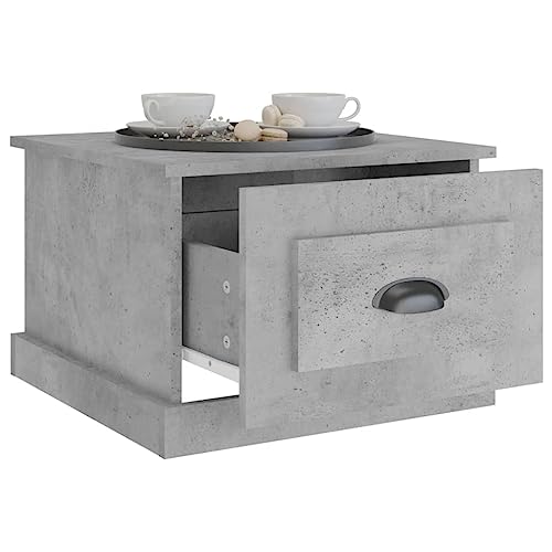 Table Basse avec tiroir de rangement gris béton meuble de salon multifonction et robuste