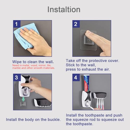 Basedidea Automatic Toothbrush Dispenser Wall Mount Toothpaste Squeezer And Toothbrush Holder Set For Kids Family Bathroom Use thumb #2