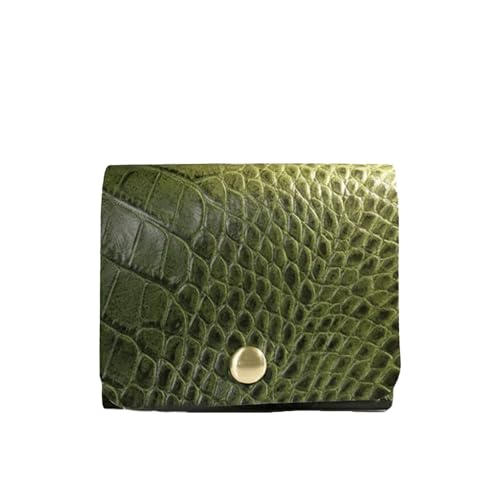 STRUTT Croc Textured Genuine Leather Batua Wallet for Men & Women | Handcrafted Green Leather Cash & Card Holder | Snap Button Closure | Compact Ethnic Money Pouch