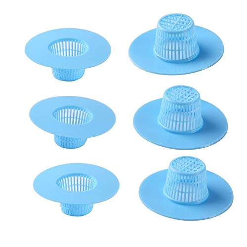DOOXOO Kitchen Bath Sink Strainer Filter Net Drain Hair Catcher Stopper (Pack of 6) (Blue)
