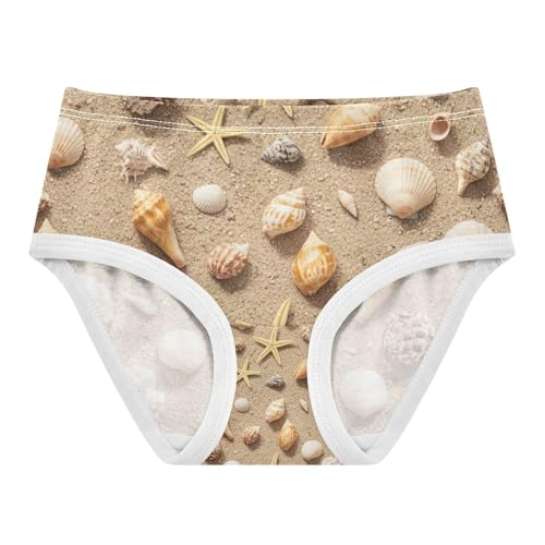 Seashells Starfish Beach Sand Toddler Girls Underwear, Girls Underwear, 2T–8 Years