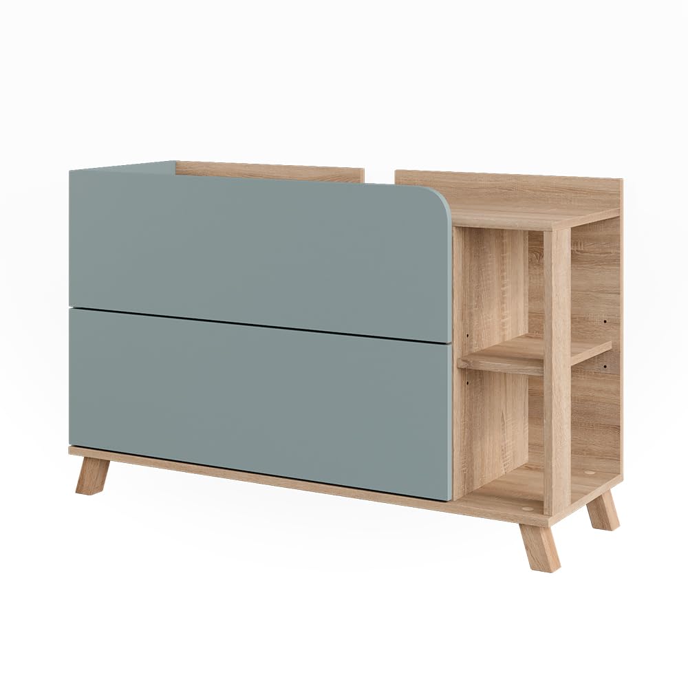 Vicco Mobiletto per lavabo Karen, Sonoma/blu, 100 x 65 cm con 2 cassetti, per montaggio sotto il lavabo con apertura per sifone