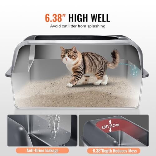 Arenero para gato de acero inoxidable XL con tapa y pala miniatura 2