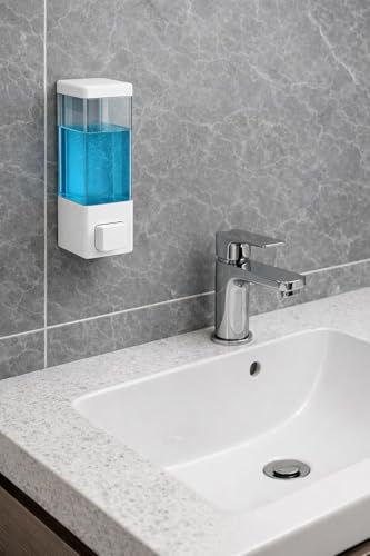 Image of Wall Mounted Liquid Soap Dispenser | Manual Handwash & Sanitizer Dispenser | Refillable Bathroom & Kitchen Soap Dispenser | Leak-Proof Push Button Design | White | Pack of 3