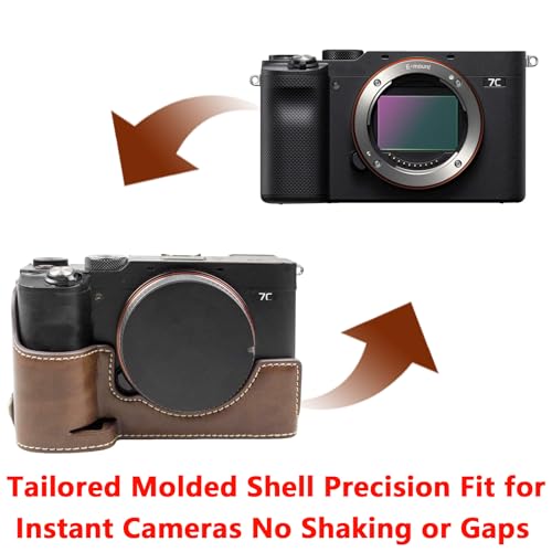 pssped Protective Camera Case Compatible with Sony A7C Camera, Custom Fit PU Leather Half Case with Opening Bottom and Hand Grip Design, Compact Carrying Storage (Coffee) by pssped - Used condition - Image 4