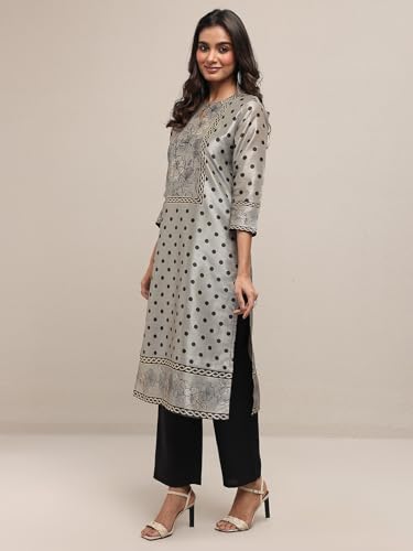 Image of Printed Silk Blend Straight Kurta With Trouser and Dupatta | daily wear suit