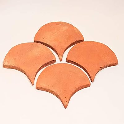 Moroccan Mosaic & Tile House Natural Terracotta Fish Scale, 6"X6"X3/4", Tile, Orange
