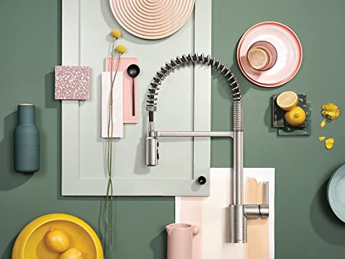 Moen Align Spot Resist Stainless One Handle Pre-Rinse Spring Pulldown Kitchen Sink Faucet With Power Boost For A Faster Clean, Kitchen Faucet With Pull Down Sprayer For Bar, Farmhouse, 5923Srs #TOP3