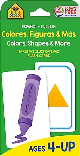 Image of School Zone Spanish Colors, Shapes & More Flash Cards: 56 Cards, Preschool, Kindergarten, Colores, Figuras & Mas Tarjetas Ilustrativas, Bilingual, ESL, Language Immersion (Spanish/English Edition)