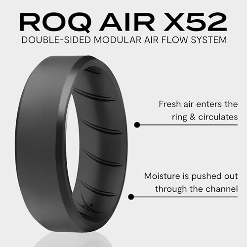 ROQ Men's Silicone Rings, Single Beveled Edge - Mens Silicone Wedding Band & Rubber Engagement Ring for Men - Breathable Comfort Fit Silicone Rings for Him3