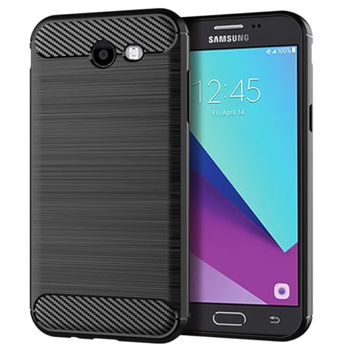 Sidande Case for Galaxy J3 2017 Case, Galaxy J3 Prime/Amp Prime 2 Case, Ultra Slim Phone Cover with Shock-Absorption Carbon Fiber TPU Rubber Protective Cases for Samsung Galaxy J3 2017 Black