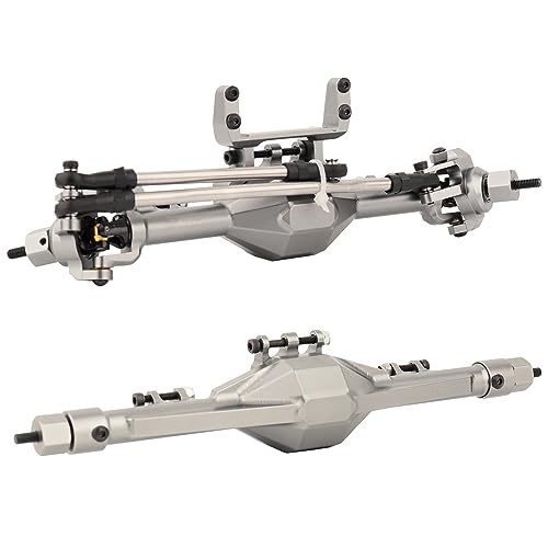 RZXYLRC CNC Metal Front and Rear Straight Complete Axle for 1/10 Axial SCX10 II 90046 90047 RC Crawler Car New Upgrade Parts (Silver)
