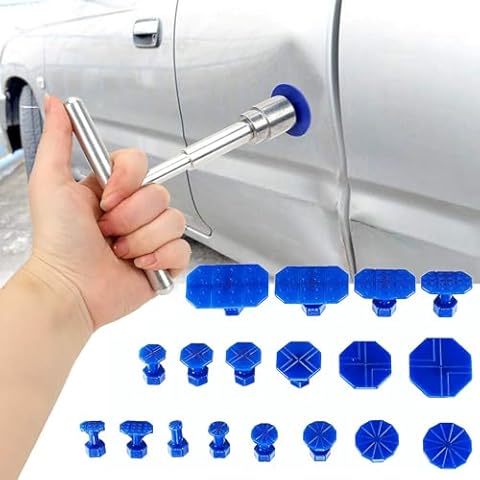 BxuxJar Dent Removal Kit for Car Suction Dent Puller Small Hail Dent Repair Kit Include T Bar Dent Puller and 18 Auto Dent Pulling Tabs Cover