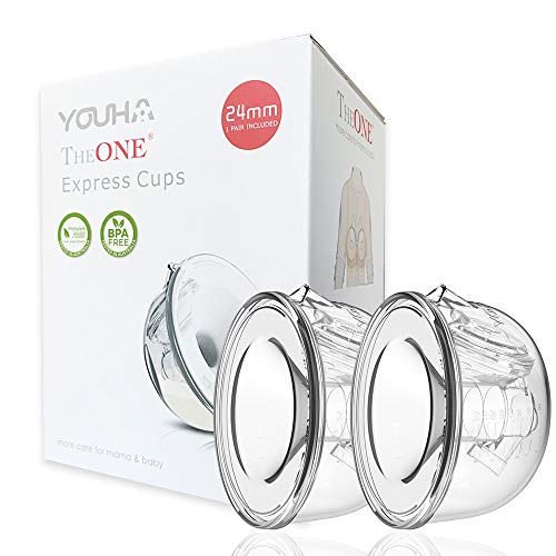 YOUHA Closed System Breast Milk Collection Cups, Pump with Your Clothes On, On The Go, Anywhere, Anytime! 24Mm