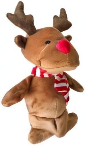 Midlee クリスマス トナカイ ぬいぐるみ 犬のおもちゃ スカーフ付き - きしむホリデーペットギフト