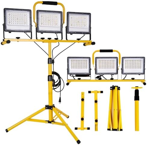 30000 Lumen LED Work Lights with Stand - 3 Adjustable Head Waterp...