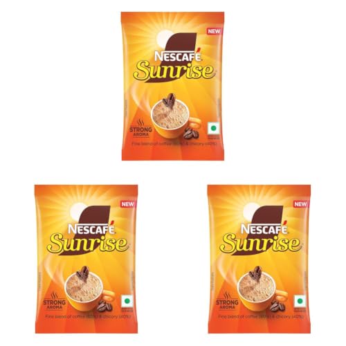Image of Sunrise Instant Coffee Powder by Nescafe | Rich Aroma for the perfect start to your day | Coffee Chicory-Mix | 45g /50g Pouch (Pack of 3)