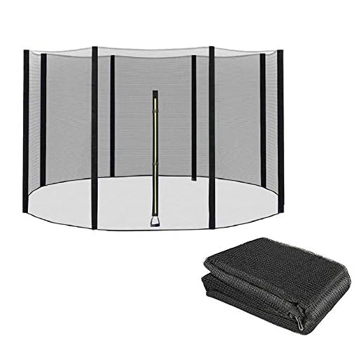 Studsmattans säkerhetsnät 6-12 stolpar PE-studsmattans skyddsnät Ersättningsnät Elastisk studsmatta Nylonstaket för studsmatta,366 cm 8 stangen