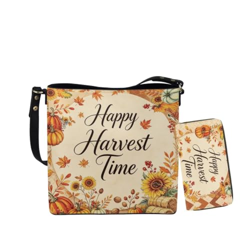 Image of HUGS IDEA Leather Purses and Handbag for Women Bucket Bag with Wrist Wallet 2 Packs