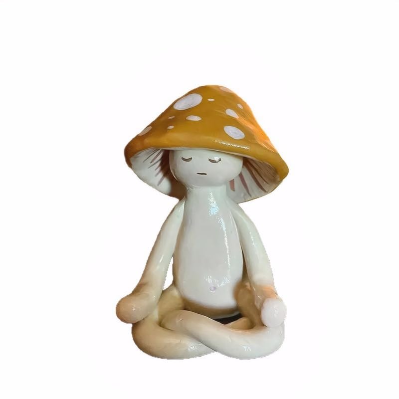 Estatua meditación seta de resina pequeña 5 cm miniatura 1