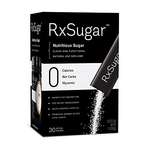 RxSugar Plant-Based Crystal Sugar Stick Packs, 11 oz (Pack of 30) | 0 Calorie, 0 Net Carbs, 0 Glycemic | Diabetes-Safe Natural Sugar | Keto Certified | Non-GMO Project Verified | Gluten-Free Certified