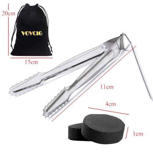 VOVCIG Holzkohletabletten Set Ø 40mm mit Zange Räucherkohle Schnellzünder Rollen 20 Stück (2 Rolle)