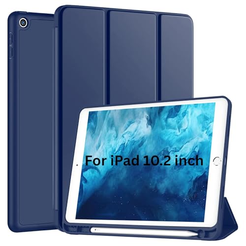 Image of M Cart Smart Case for iPad 7 (2019) / iPad 8 (2020) / iPad 9 (2021) 10.2 inch Flip Cover | Leather Finish Flip Cover Shockproof Back Case for iPad 7 / iPad 8 / iPad 9 (10.2 in)