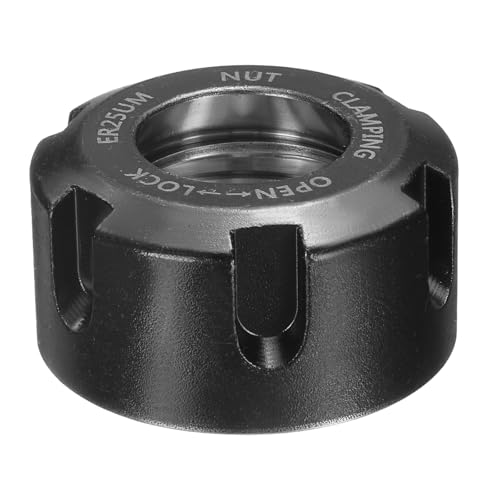 QUARKZMAN Tuerca De Sujeción Tipo ER25 UM(M32) Con Agujeros De Equilibrio Dinámico De Acero Aleado 40Cr Para Portaherramientas CNC Torno Fresadora, Negro
