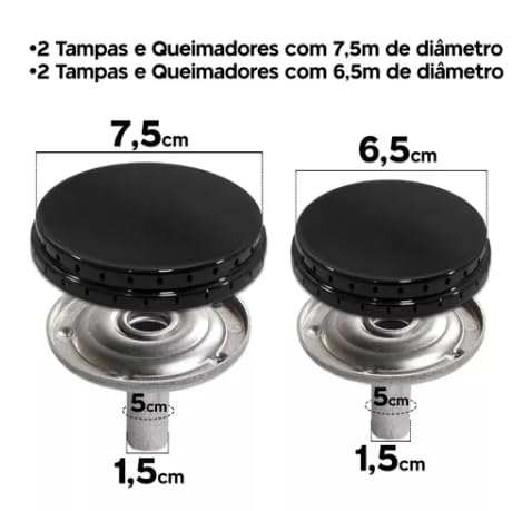 4 Bocas de Fogão Compatível para Esmaltec, Agata, Bali, Caribe, Veneza, Laguna, Munique e Veneza Sup