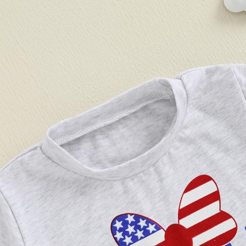Image of Kayotuas Toddler Baby Girl 4th of July Outfit American Flag Shirt Red Blue Stars Tulle Tutu Skirts Kids Fourth of July Dress