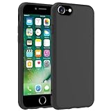 MEGANTREE Phone Case Compatible with iPhone 7/8/ SE 2020/ SE 2022, Black Soft TPU Matte Finish Slim Fit Shockproof Cover for Girls Women Boy Men