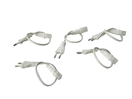 LKOelectron Rope Light Adopter 6mm 2 pin 220v Flexible Strip light Connector Adapter White With Indian Plug(Pack of 5)