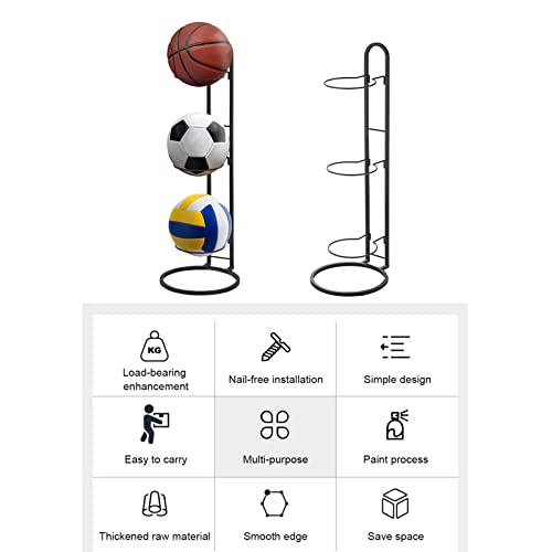 3-poziomowy metalowy stojak do przechowywania koszykówki, sportowy stojak ekspozycyjny do domowej siłowni, nizacja do sali sportowej, trwałe rozwiązanie do przechowywania dla sportowców i trenerów