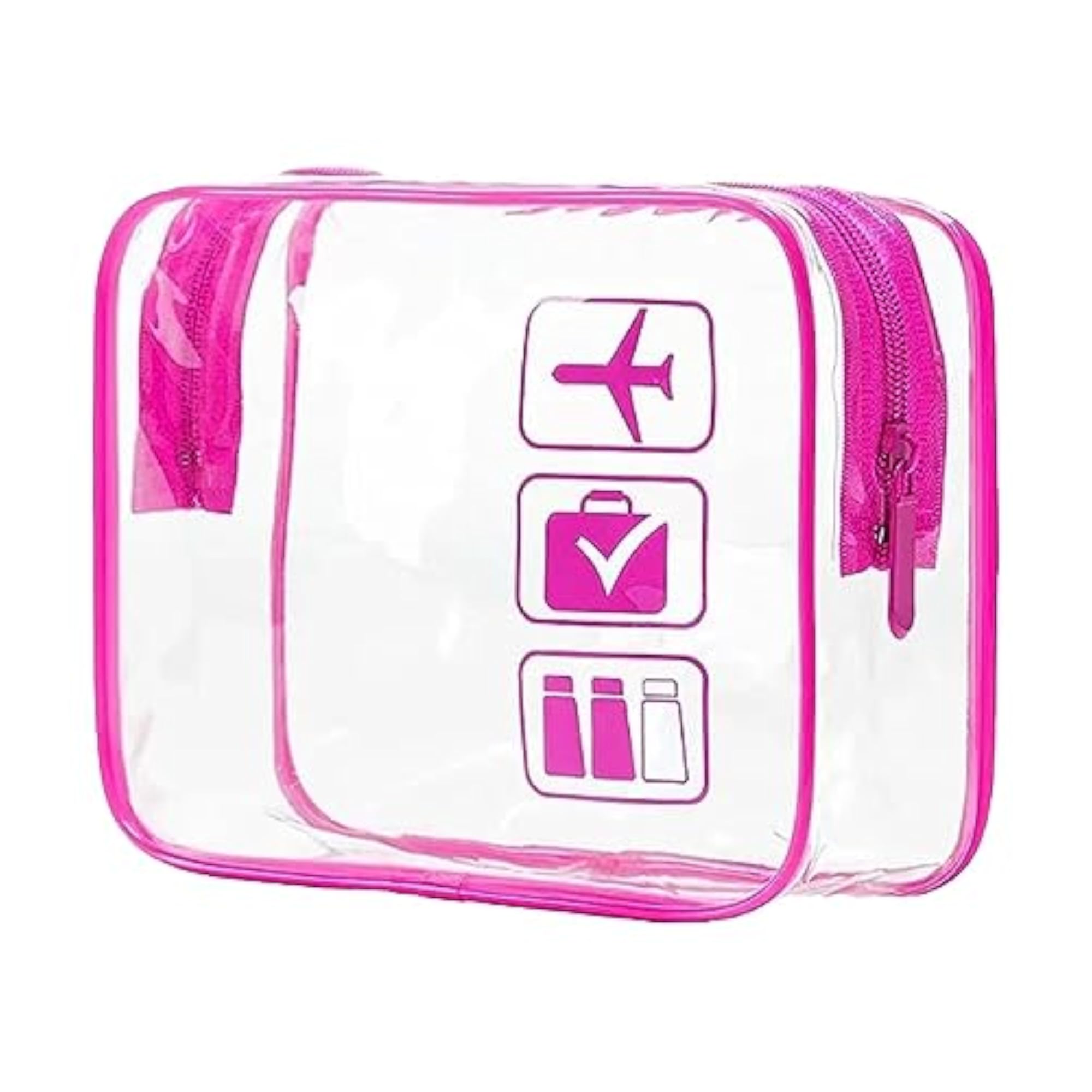 Clear Makeup Bag for Essentials, Rose Red