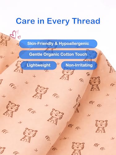 Image of Kidbea Organic Cotton Baby Bib, Adjustable Snap Closure Soft Absorbent Feeding Bibs Apron for Newborns & Infants Child With Cute Prints | Reusable Baby Essential