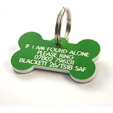 Deeply Engraved Green Plastic Bone Shaped Dog tag 39x22mm Cover