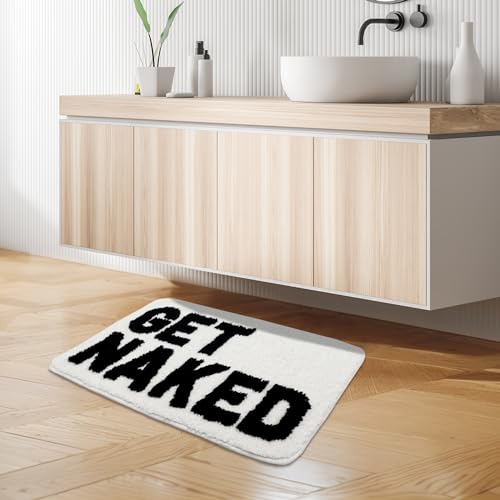 Firecos Get Naked Bath Mat Bathroom Rugs Non-Slip Doormat Microfiber Absorbent Bath Shower Mat Bath Rug for Bedroom Bathroom Decoration (Black - Image 4