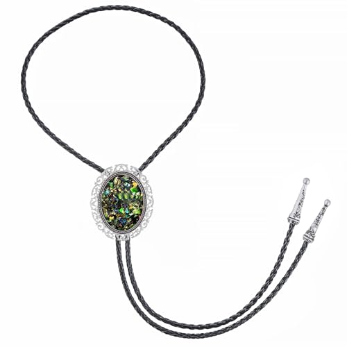 Image of Jeilwiy Bolo Tie for Men Real Stone Westwern Cowboy Ties Silver Bolos Women Leather Necktie Gift for Birthday Christmas